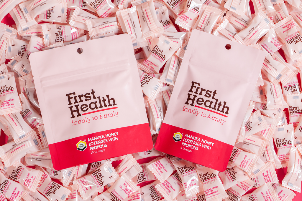 First Health’s UMF20+ Manuka honey with propolis lozenges 